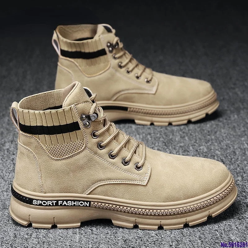 

Spring 2021 New Boots Men's High-Top Trendy All-Match Casual Work walking Shoe British Middle Top Boot Trendy Men's Shoes