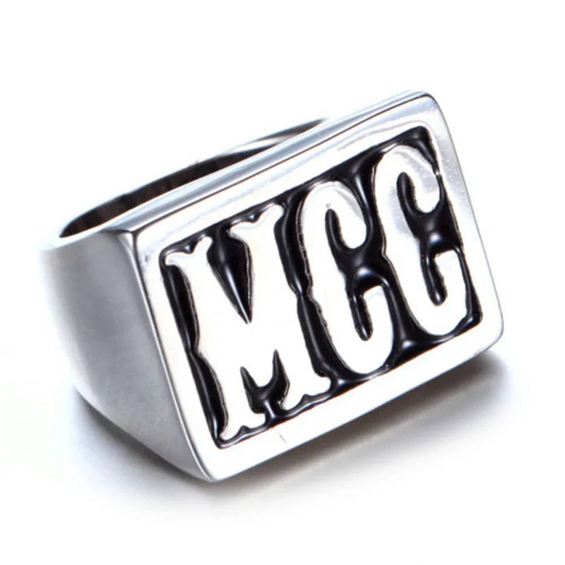 European and American stainless steel letter ring men's jewelry wholesale simple MCC titanium steel ring
