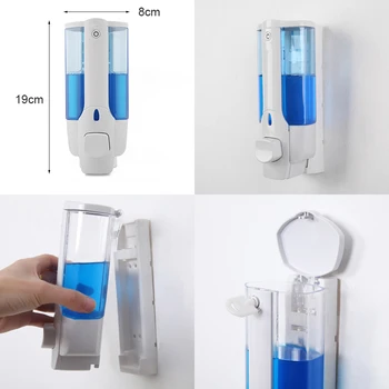 

350ml Liquid Soap Dispenser Wall Mount Bathroom Accessories Plastic Detergent Shampoo Dispensers Double Hand Kitchen Soap Bottle