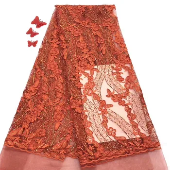 

Latest French net lace fabric for party dress PDN882(5yards/lot) multi color