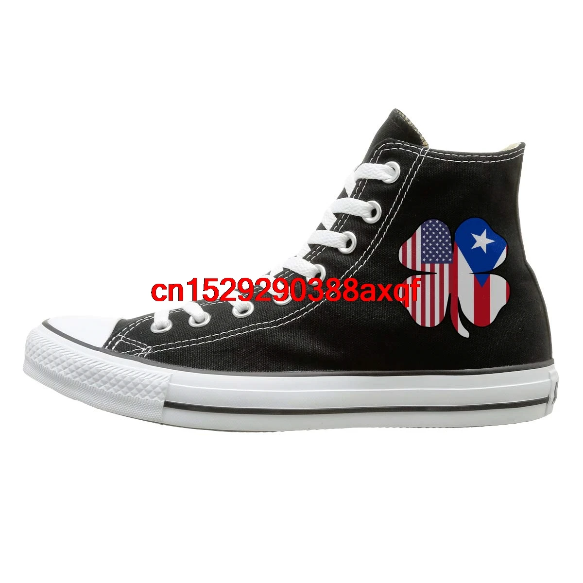 

Canvas Shoes American Puerto Rico Flag Shamrock Fashion High Top Lace Ups Canvas Sneakers For Unisex