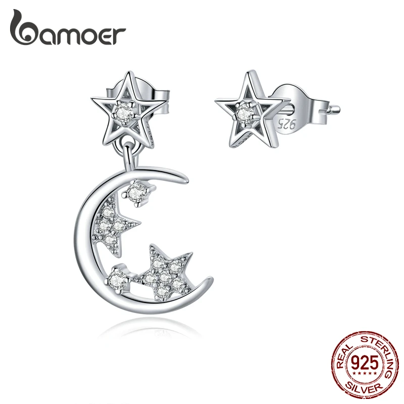 Женские асимметричные серьги гвоздики bamoer роскошные свадебные украшения из