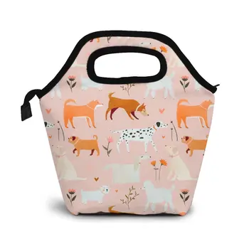 

Little Doggies Lunch Bag Boxes Bags Portable Insulated Picnic Food Box for Women Men
