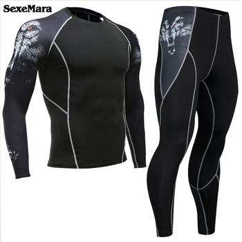 

MMA Men's Compression thermal underwear Sport Suits Long Johns Gym Fitness workout Tights Sportswear Set mens leggings