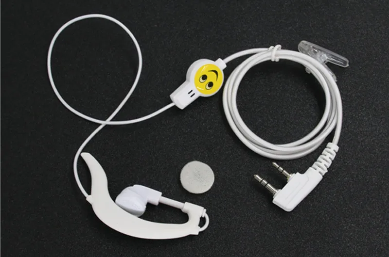 White Soft Earphone with Smiling Face Crystal Wire Earphone for Kenwood TK-270G/370G TK-272G/372G/373G TK-278G/378G/388GPro-Talk