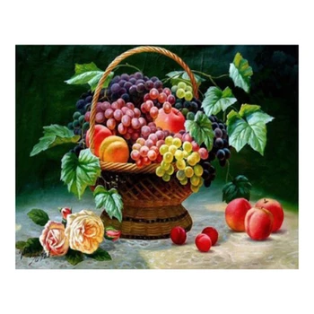 

Diamond Embroidery Fruit Basket Crystals Full Diamond Picture Pasted Cross Stitch Needlework Room Decor