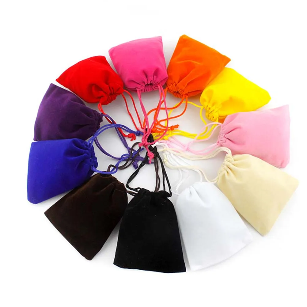 

10pcs 10*8cm Velvet Bag White Red Black Pink Green Drawstring Pouch Gift & Packing Bags For Wedding