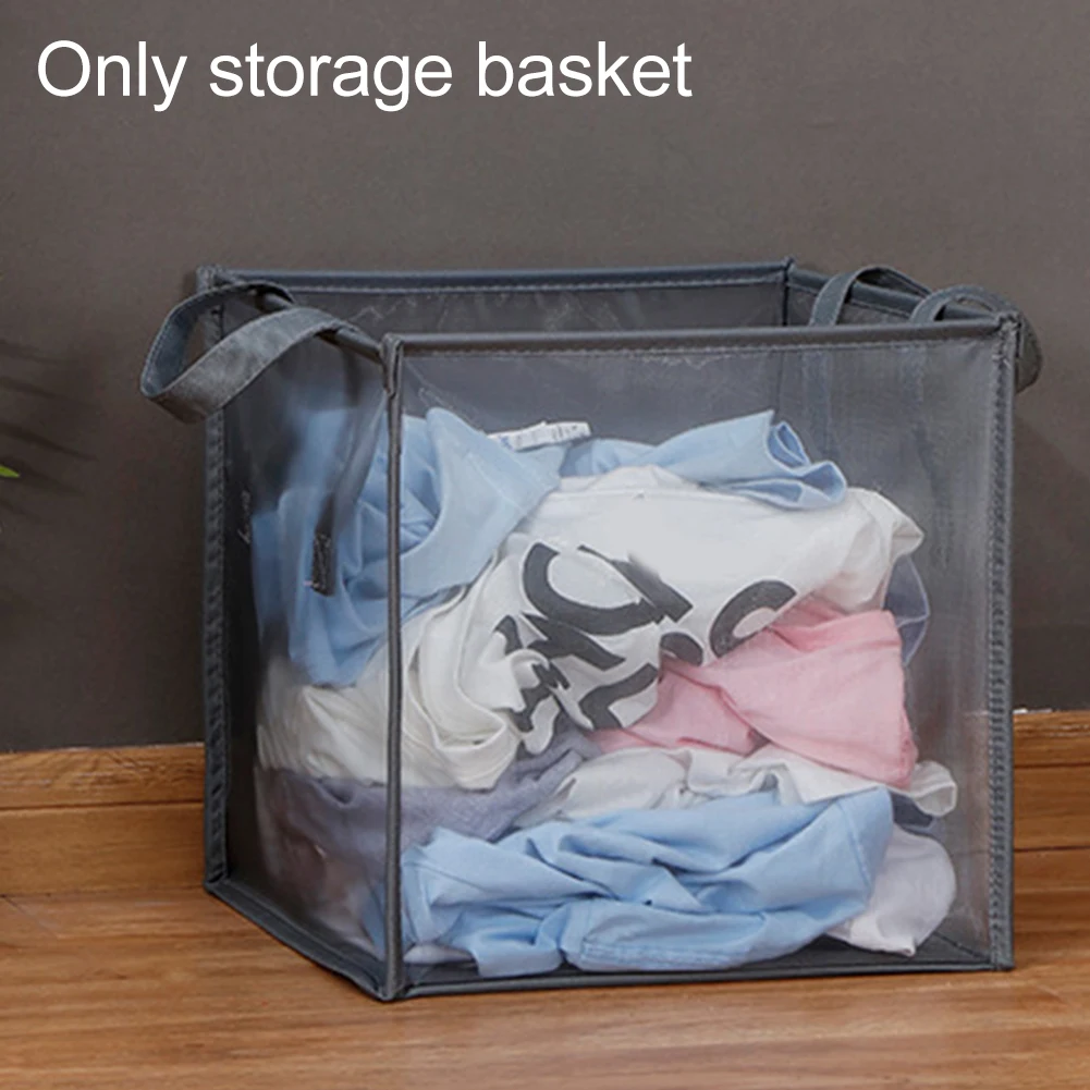 Dirty Clothes Large Capacity Laundry Basket Toys Storage Household With Handle Strap Practical Mesh Bathroom Foldable Hamper