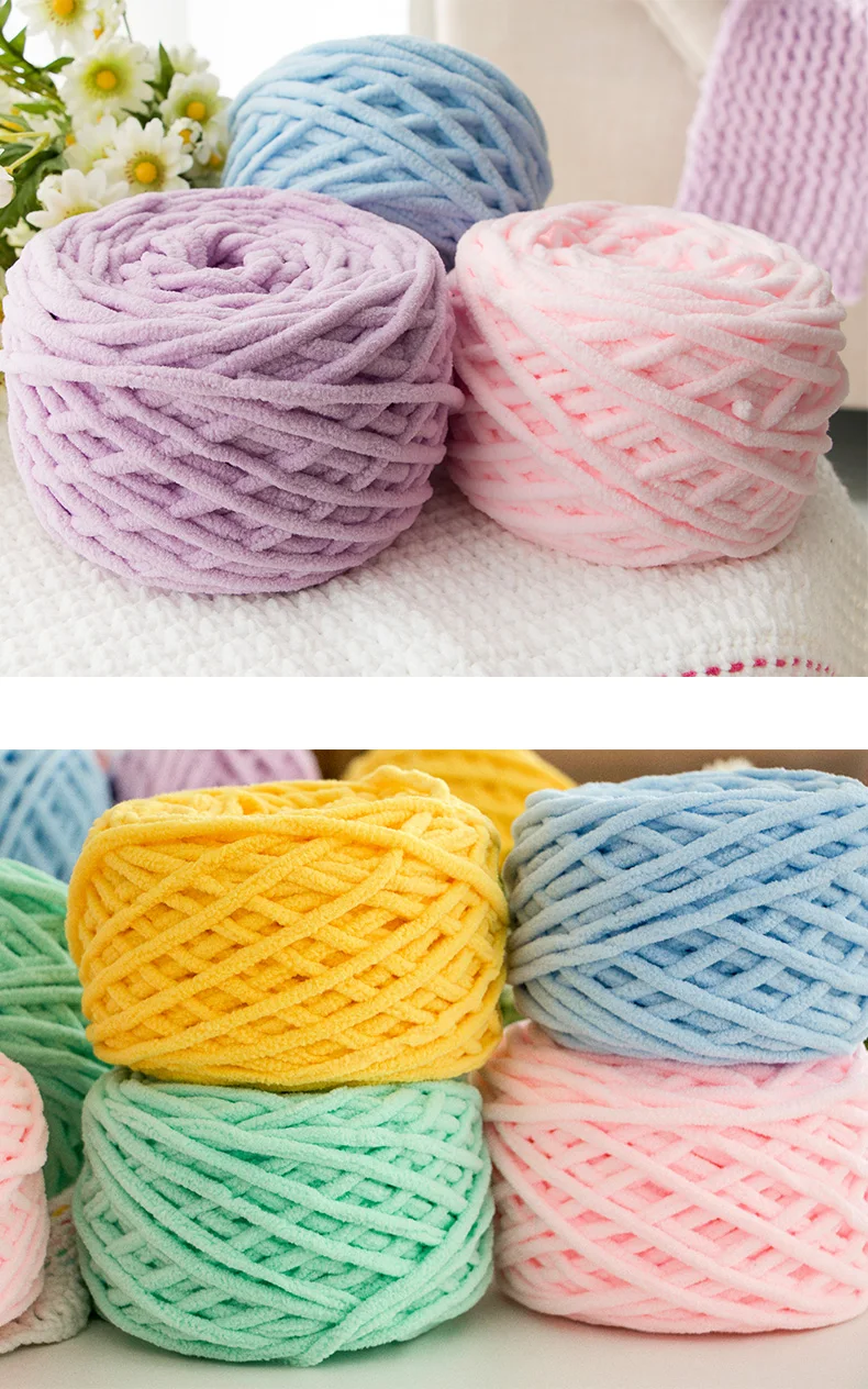 100g 65M Super Cheap Thick Yarn For Knitting Scarf Chunky Yarn Knitting Tape Yarn Merino Wool Yarn Solid Color 0.6 MM Thickness (7)