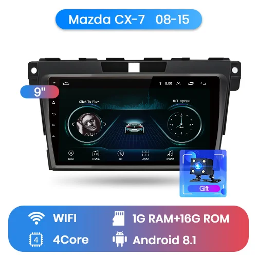 1-16GB for wifi Junsun Android 9,1 для Mazda Cx-7 cx7 2008- Авто 2 Din Радио стерео плеер Bluetooth 2G+ 32G gps навигация без DVD слот - Цвет: 1-16GB for wifi