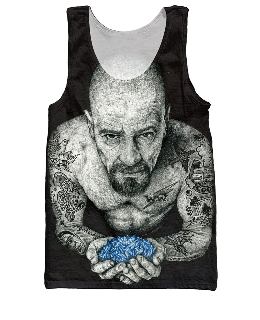 Майка Inked Heisenberg майка с изображением бадзаса Уолтера Уайта голубого цвета 3d для