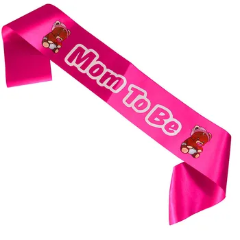 

30pcs Baby shower ribbon satin fabric mother to be sash Grandmother lovely colorful printing white ribbons pale hot pink party
