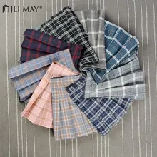 JLI может Высокая талия плиссированная короткая юбка сплошной плед Империя похудения выше колена Юбки Харадзюку сладкий нормкор консервативный стиль