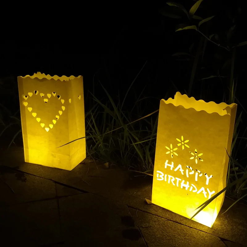 30 шт./лот Сердце держатель для чайной свечи Luminaria бумажный Свеча-фонарь сумка для рождественской вечеринки наружное свадебное оформление