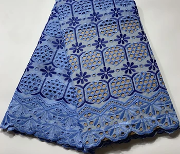 

Latest African Cotton Lace Fabric 2019 High Quality Nigerian Pure Cotton Embroidery Swiss voile Lace Fabrics 5Yards FSH055
