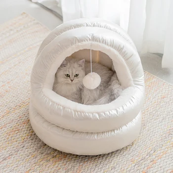 

Cat House Bed Pet Cat Sofa Cushion Comfortable Kitten Bed Puppy Dog Kennel Family Cave Sleeping Nest Product With Plush Ball Toy