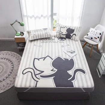 

JUSTCHIC 22°-25° Summer Mat Cartoon Bed Sheet Pillowcase Bedding Set Reusable Bed Pad Double Queen Twin Bed