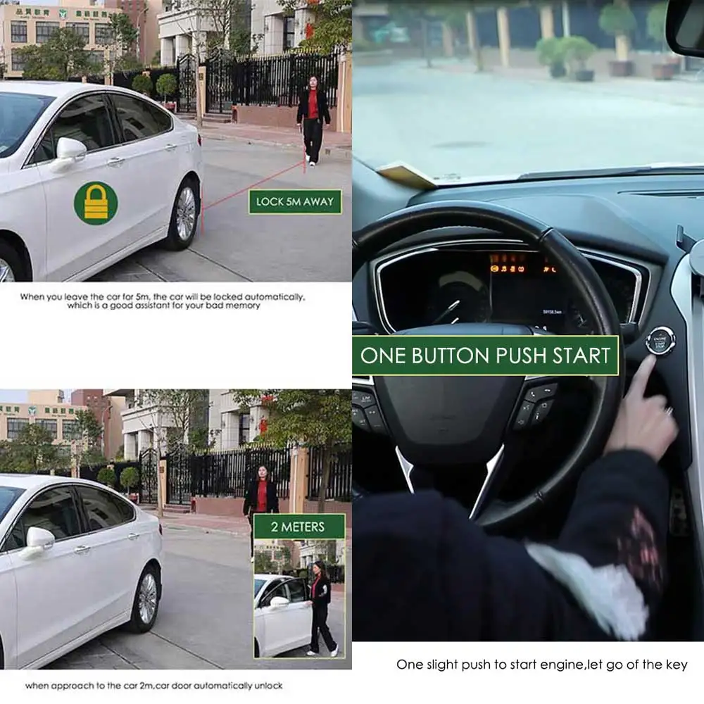 Для Camry Автозапуск без ключа, автоматический пульт дистанционного запуска, центральный замок для автомобильной сигнализации, автомобильная вибрационная Кнопка PKE, автоматическое открытие багажника
