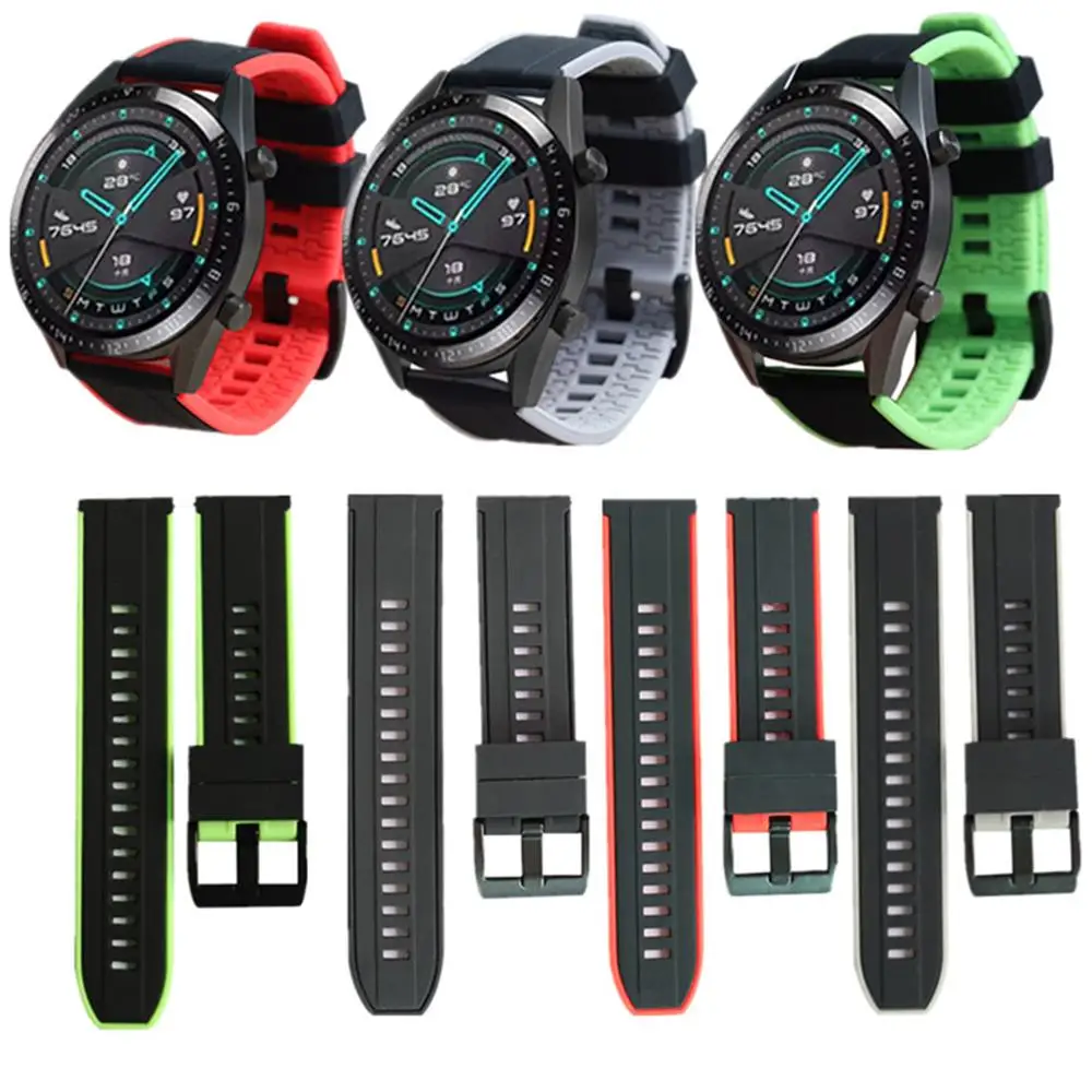 Ремешок силиконовый для смарт часов Huawei Watch GT 2/GT двухцветный браслет Huami Amazfit GTR 47
