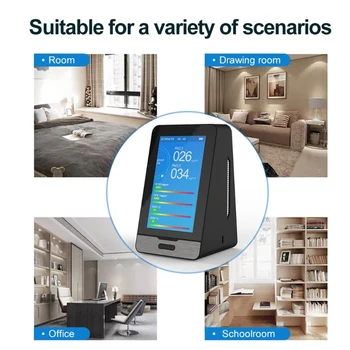 

WIFI 4.3 Inch LED Display Intelligent CO2 HCHO TOVC Gas Detector PM2.5 PM1.0 PM1 11UA