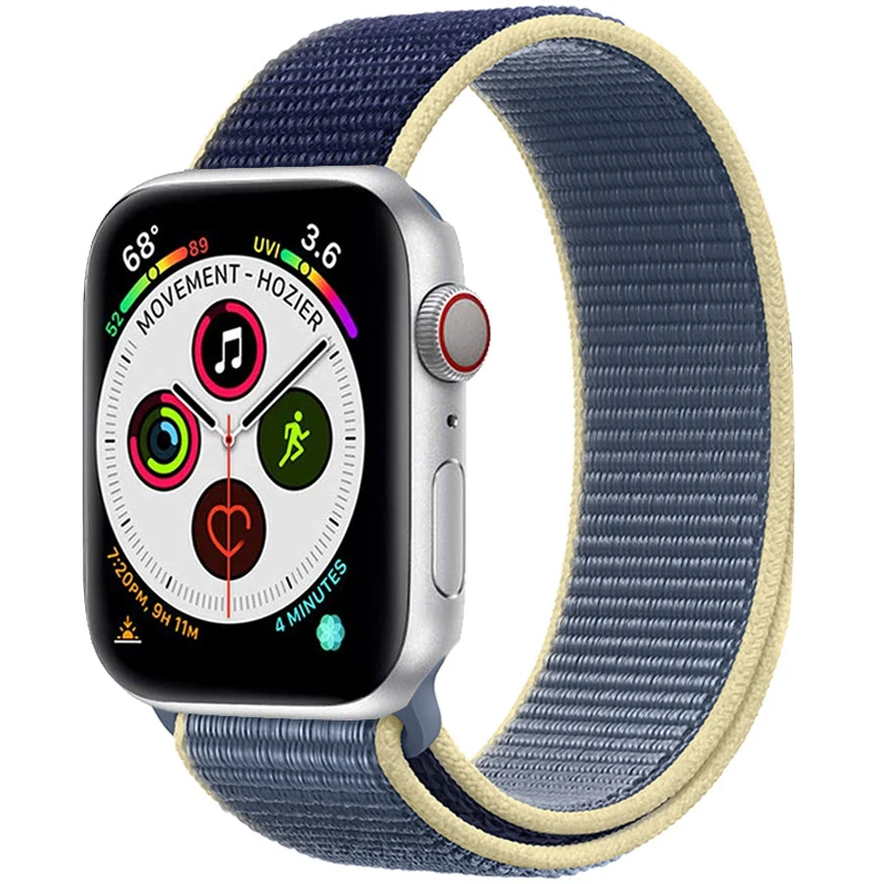 Ремешок для Apple Watch 44 мм 40 мм ремешок из нейлона iWatch Correa Series 5 4 3 2 Sport Loop 42 мм 38 мм браслет ремешок для часов аксессуары Новинка - Цвет ремешка: 46 Alaskan Blue