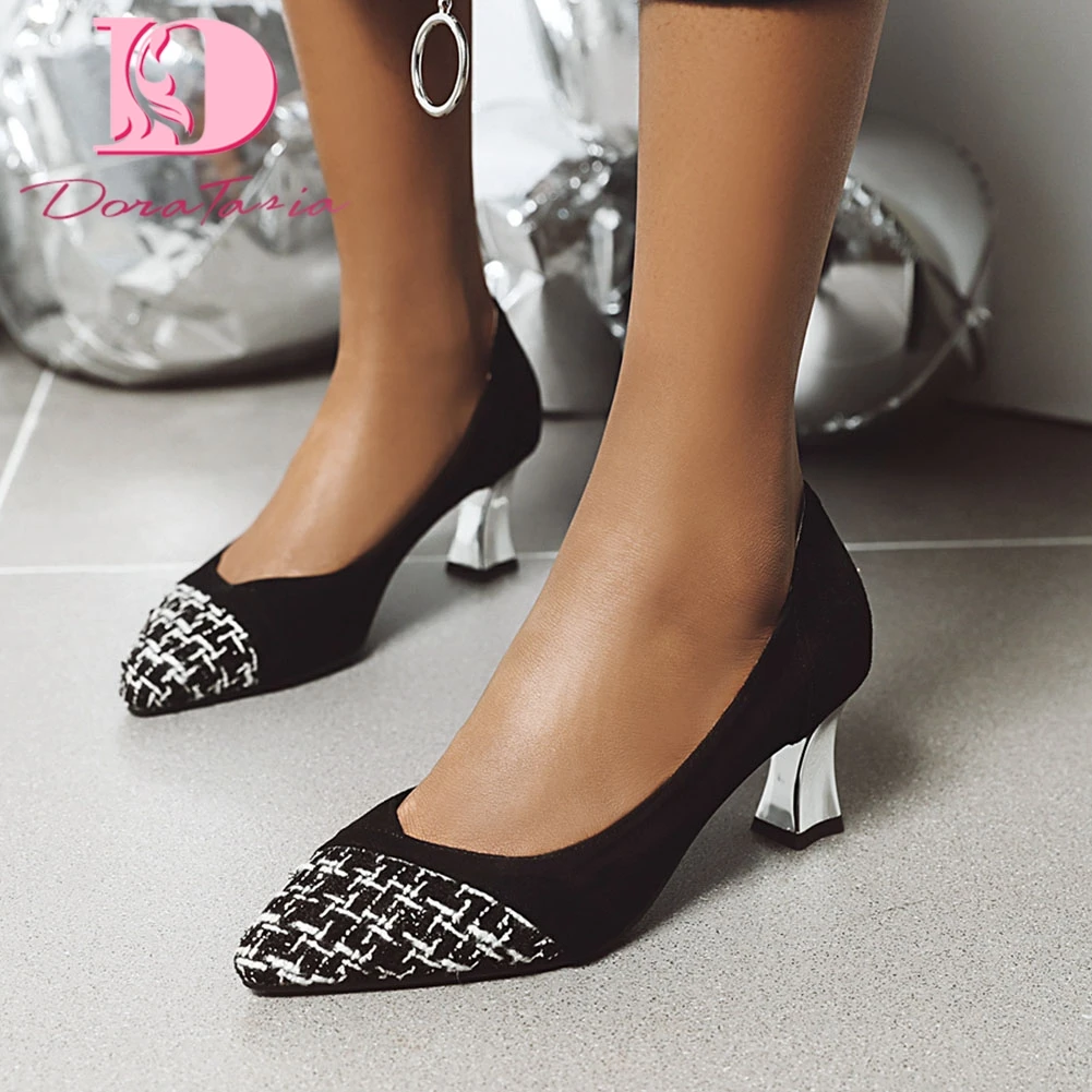 

Doratasia 2020 Dropship Big Size 47 Women Shoes High Quality Elegant Patchworrk High Heel Pointed Toe Slip On Lady Pumps Female