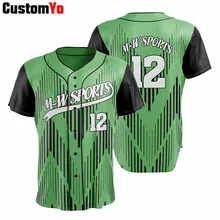 Мужские Бейсбольные Трикотажные изделия с коротким рукавом, принтованные бейсбольные Джерси на пуговицах, бейсбольные Рубашки, Топы