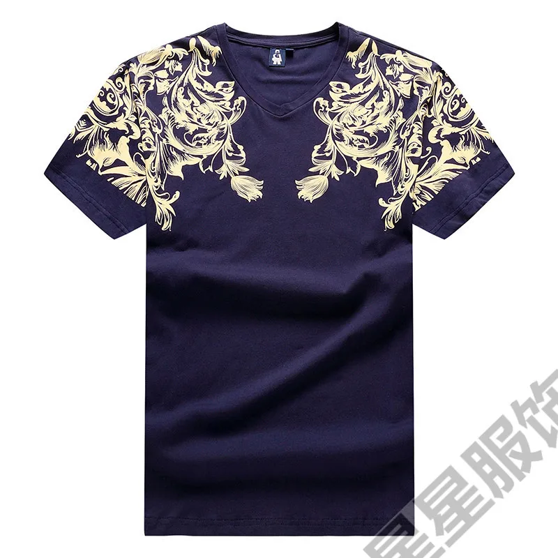 Плюс 10XL 6XL 8XL летняя новая мужская одежда, Приталенная футболка с коротким рукавом, Хлопковая мужская футболка с круглым вырезом и принтом, брендовая футболка - Цвет: Navy Blue