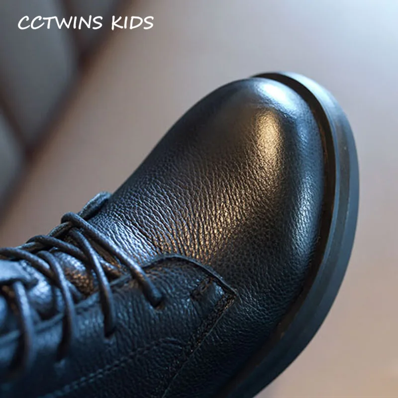 CCTWINS/детская обувь; коллекция года; Зимние ботильоны из натуральной кожи для маленьких девочек; детская модная теплая обувь; черные ботинки для мальчиков; FB1809