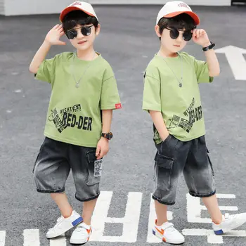 

Boys Clothing Set kids Baby Boy Clothes Summer Children Clothing Sets Sports Fashion Short Sleeve T-Shirt + Jeans Two-Piece New
