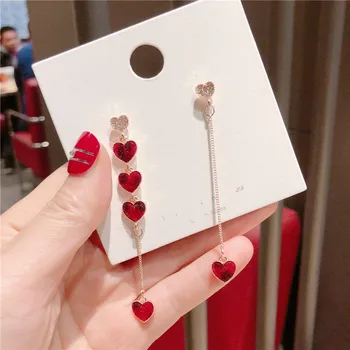 

Korea Style Simple s Cute Heart Long Drop Earrings for Girl Women Fashion Jewelry Accessories Wholesale