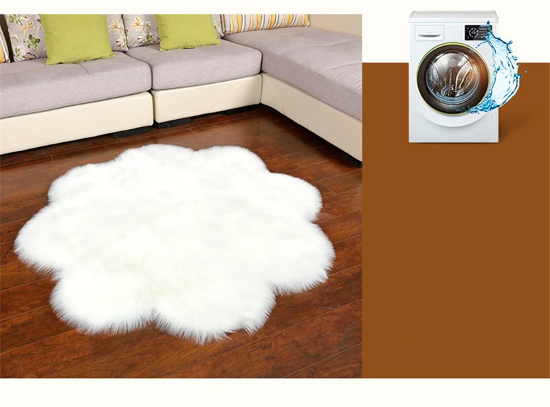 Furry tapetes Shape Artificial Fur Sheepskin Rug Kids Room living Room Carpet Plum Flower Design Mat Photography Free shipping