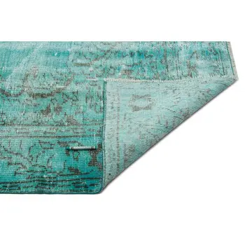 

Handmade Turquoise Vintage Overdyed Turkish Area Rug 188x295 Cm-6'2''X9'8''
