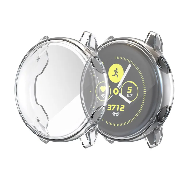 1 шт. Мягкий силиконовый чехол для samsung Galaxy Watch Active Case Аксессуары для бампера протектор полное покрытие экрана Защитный чехол - Цвет: Прозрачный