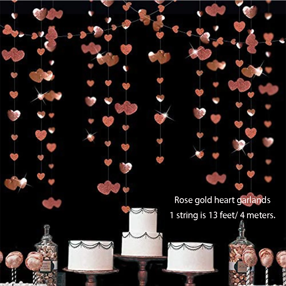Rose Gold Paper Bunting Triangle Flags - Wedding & Party Hanging Decoration