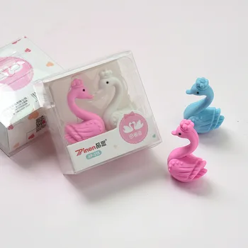 

6 box Cute Erasers Swan Love Beautiful Rubber Eraser Set Kids Eraser Students Stationery Supplies Funny Office Gift Wholesale