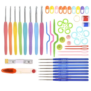 

53Pcs Crochet Hook Set DIY Handcraft Knitting Clips Stitch Markers Needles Measure Tape Scissor Weaving Kit