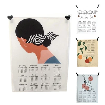

2020 Fabric Calendar Nordic Minimalist Wall Decoration Schedule Background Cloth Decoration, 39x48cm