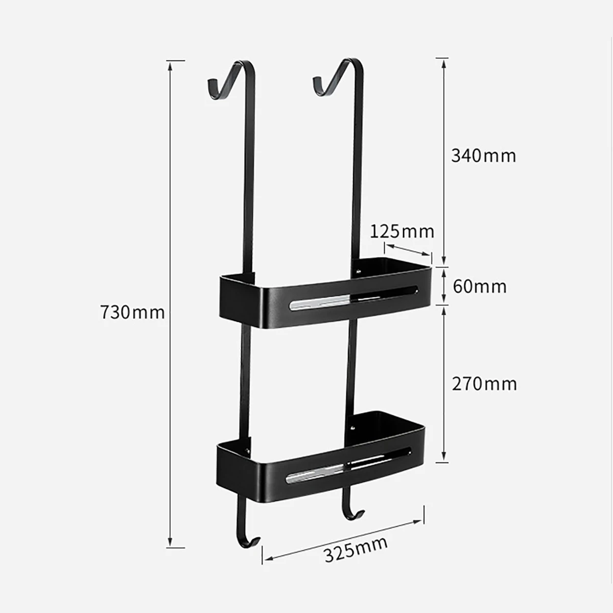 

2 Layers Black Hanging Bath Shelves Bathroom Shelf Organizer Nail-free Shampoo Holder Storage Shelf Rack Bathroom Basket Holder
