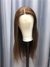 Peluca de cabello humano con encaje Frontal 13x6 para mujer, pelucas de cabello humano de color marrón prearrancado, brasileño, Remy, liso