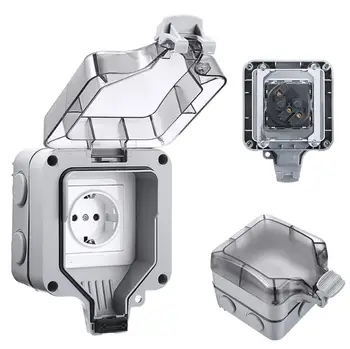 

16A Waterproof Socket IP66 Single Wall Switched Sockets Outdoor Use Electrical Outlet Grounded ForTools Parts
