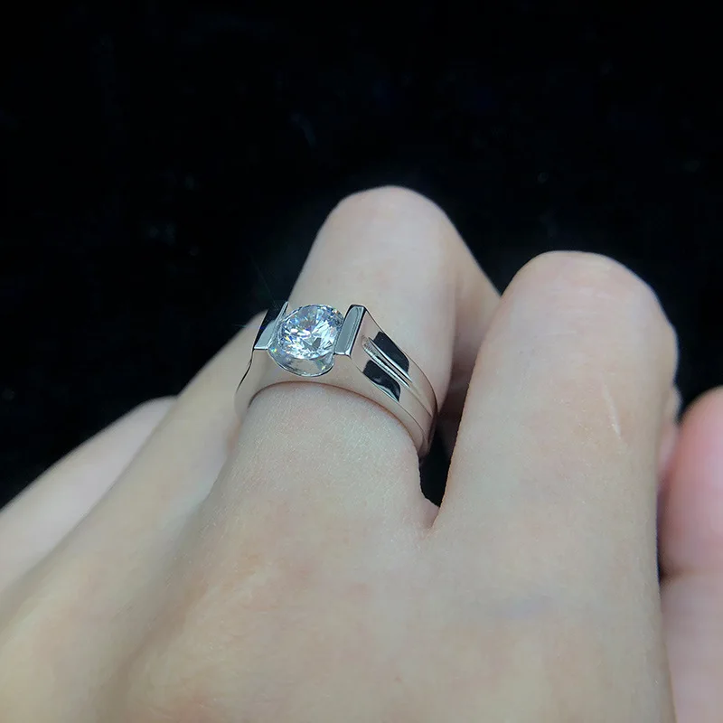1ct карат SONA CZ обручальные кольца мужские высококачественные круглые S925 серебряные обручальные кольца мужские модные ювелирные изделия