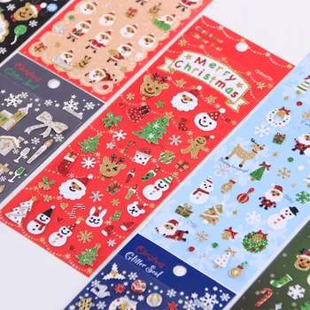 

Bling Christmas Gold Foil Snowflake Children Plane Decorative Stickers Scrapbooking Stick Label Diary Stationery Album Stickers