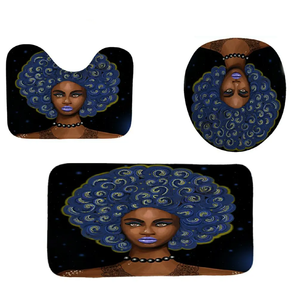 

Digital Printing Waterproof Shower Curtain Floor Mat Toilet Mat Three-piece Set Four-piece Set Customizable
