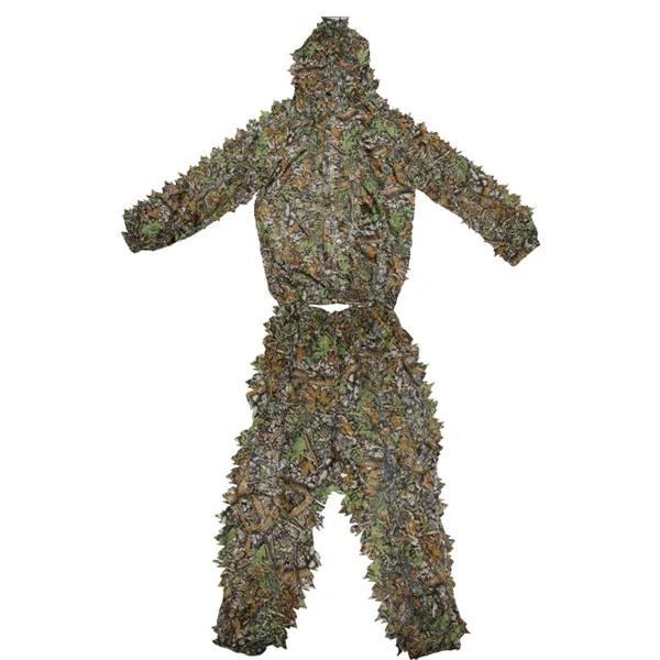 LECA Для мужчин Тактический скрытый Ghillie костюм Открытый лист джунгли камуфляж Военная охота снайпер прочная одежда с капюшоном Брюки+ одежда - Цвет: LECA
