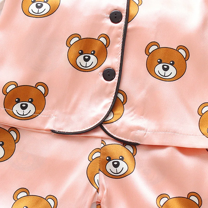 Cute Bear Girls Pajamas Sets 2021 New Summer Kids Cartoon Casual Homewear Boys Pajamas Sets Baby Children Clothing 1 2 3 4 Years baby nightgown boy