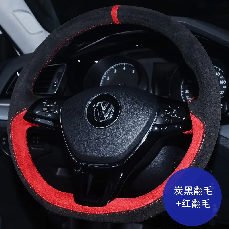 

DIY custom suede leather car steering wheel cover For Volkswagen Sagitar Golf Magotan Lamando Bora Passat Tiguan Lavida plus