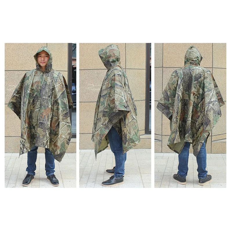 Multifunctional Military Cold Camouflage Raincoat Waterproof Raincoat Men'S And Women'S Camping Fishing Motorcycle Awning