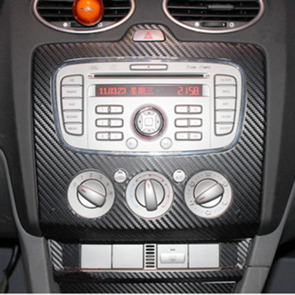 

3D Carbon Fiber Car AC Console Protector Sticker For Ford Focus 2 2009 2010 2011 2012 2013 Modification hxh