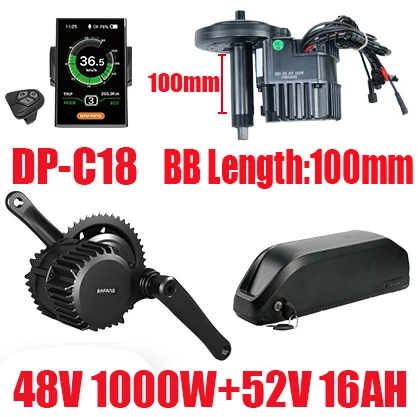 48v 1000w Bafang BBSHD BBS03B преобразователя для электрического велосипеда с сертификатом ce комплект с Батарея 48V 13/16AH 52v 16/17. 5ah, фара для электровелосипеда в середине приводной двигатель - Цвет: C18 52V16AH100MM